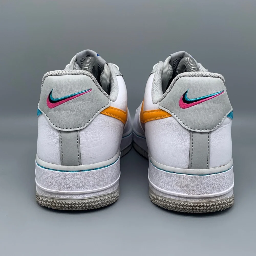 Nike Air Force 1 '07 LV8 White Multi Color Swoosh‎ Shoes DC8874-100 Men’s Sz 8.5